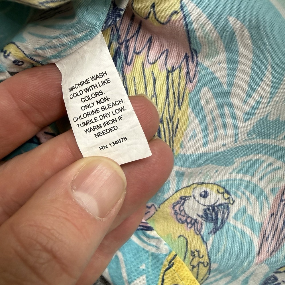 Vineyard Vines Whale Shirt Button Up short sleeve Parrots Hawaiian Men's size XL - Picture 7 of 10